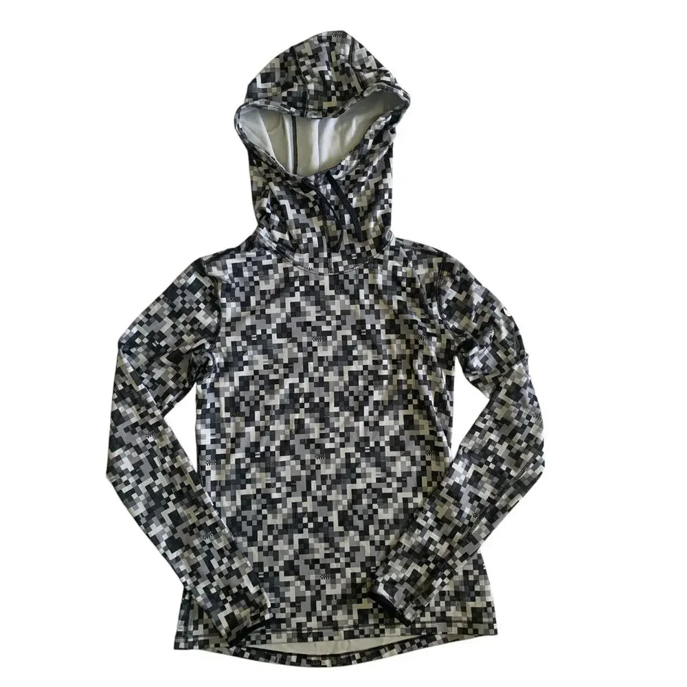 Nike Pro Dri Fit Women's Size M Glitch Pixel Training Camo Hooded T-Shirt